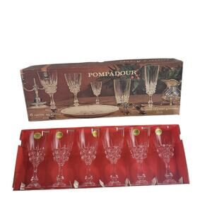 6 Cristal D'Arques Pompadour Lead Crystal Wine Glasses  6 Oz  Made in France